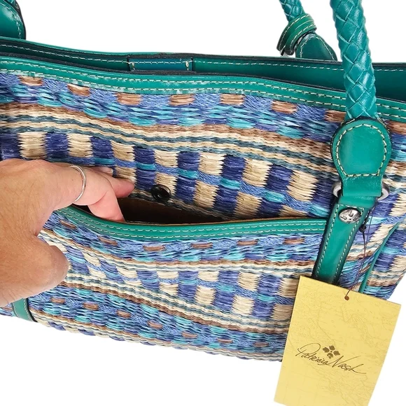 Patricia Nash Teal Woven Cameley Tote NWT - Picture 11 of 15